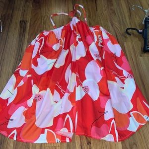 Floral red dress vacation